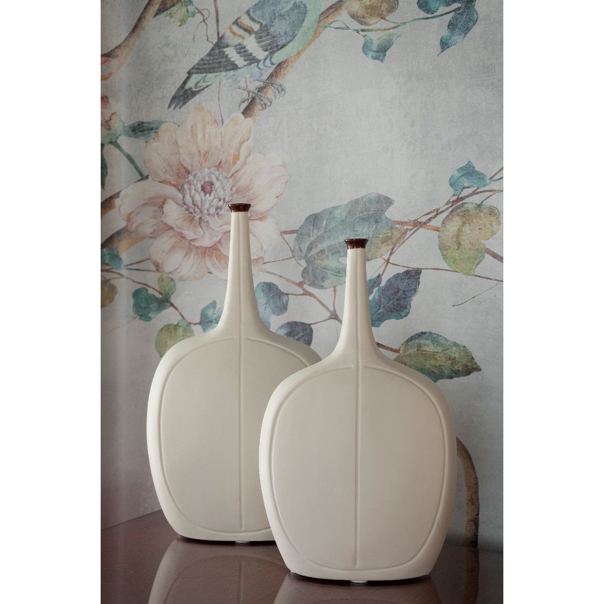 Vence Tall Vase, Blanc de Chine and Dark Amber