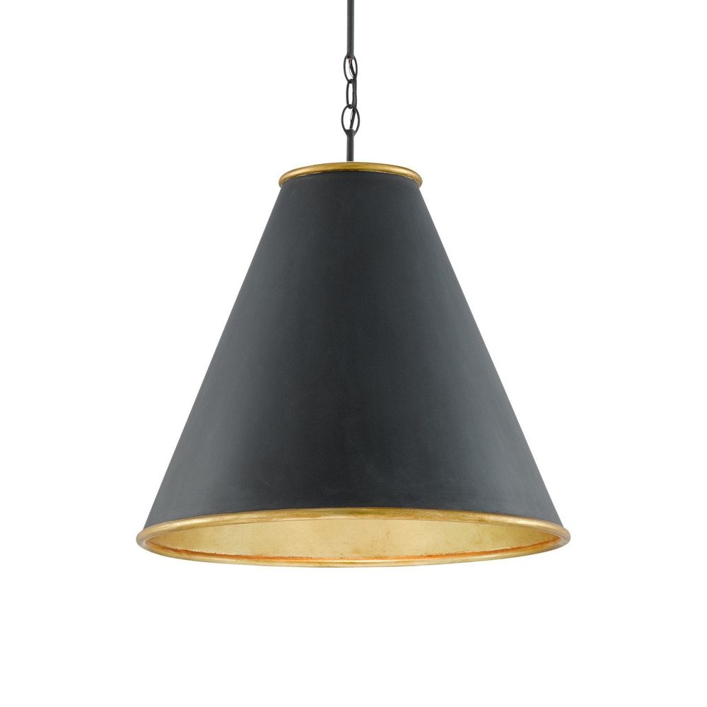 Pierrepont Large Black Pendant, shown in black and charcoal with metal, wrought iron, and chain-suspended pendant.