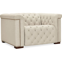 Additional view of Savion Deux Power Recliner with Power Headrest in beige and cream.