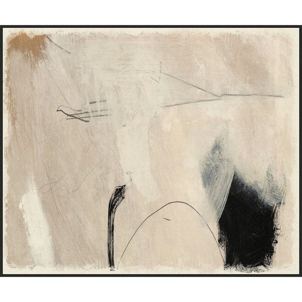 Studio Abstract, shown in beige and taupe with canvas, wood, and framed wall-hanging artwork.