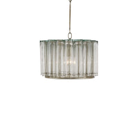 Bevilacqua Glass Pendant, shown in clear glass and antique silver with glass, metal, and ceiling-hung pendant suspension.