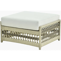 Winder Ottoman, shown in ivory and beige with woven rope, fabric, and removable thick seat cushion.