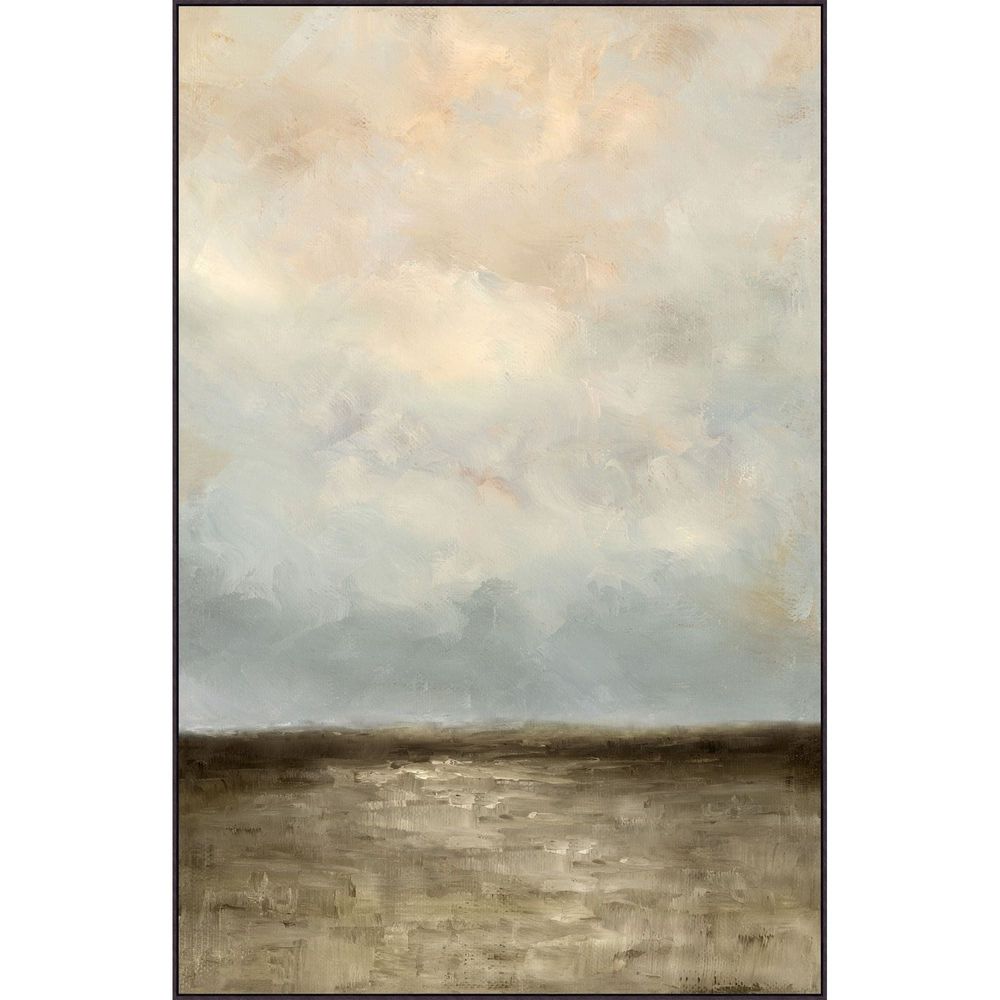 Alternate view of Daybreak, featuring matte paint texture, canvas, wood frame, and a thin perimeter frame.