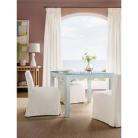 Alternate view of Commerce and Market Naomi Raffia Game Table in soft mint green and pale seafoam.