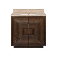 Morombe 36" Cocoa Vanity with Rectangular Undermount Sink with wood, travertine stone, and undermount rectangular sink.