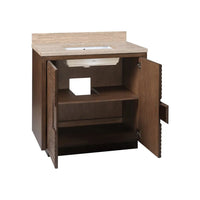 Additional view of Morombe 36" Cocoa Vanity with Rectangular Undermount Sink in dark cocoa brown and light beige.