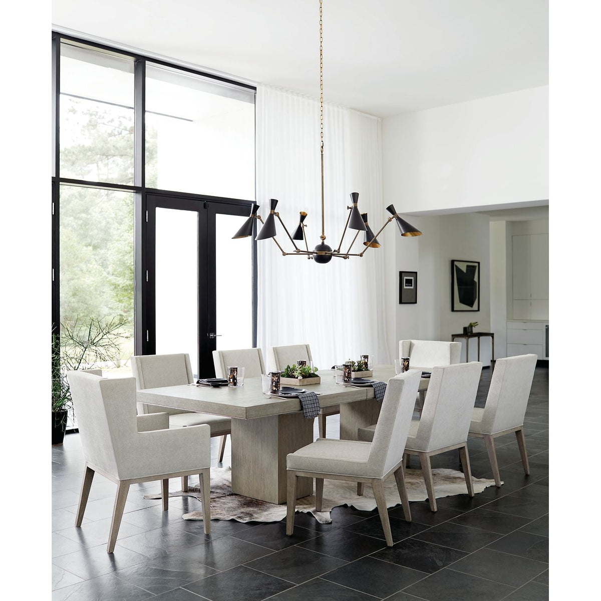 Linea 9-Piece Dining Set in Cerused Greige Dining Table