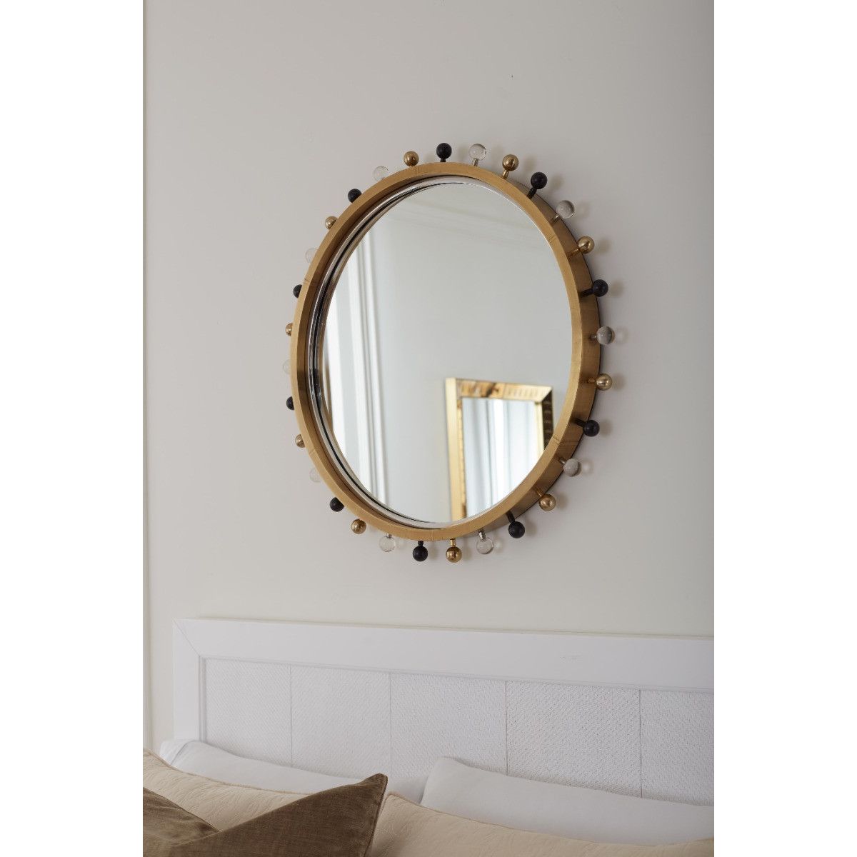Zoe Round Mirror, Antique Brass