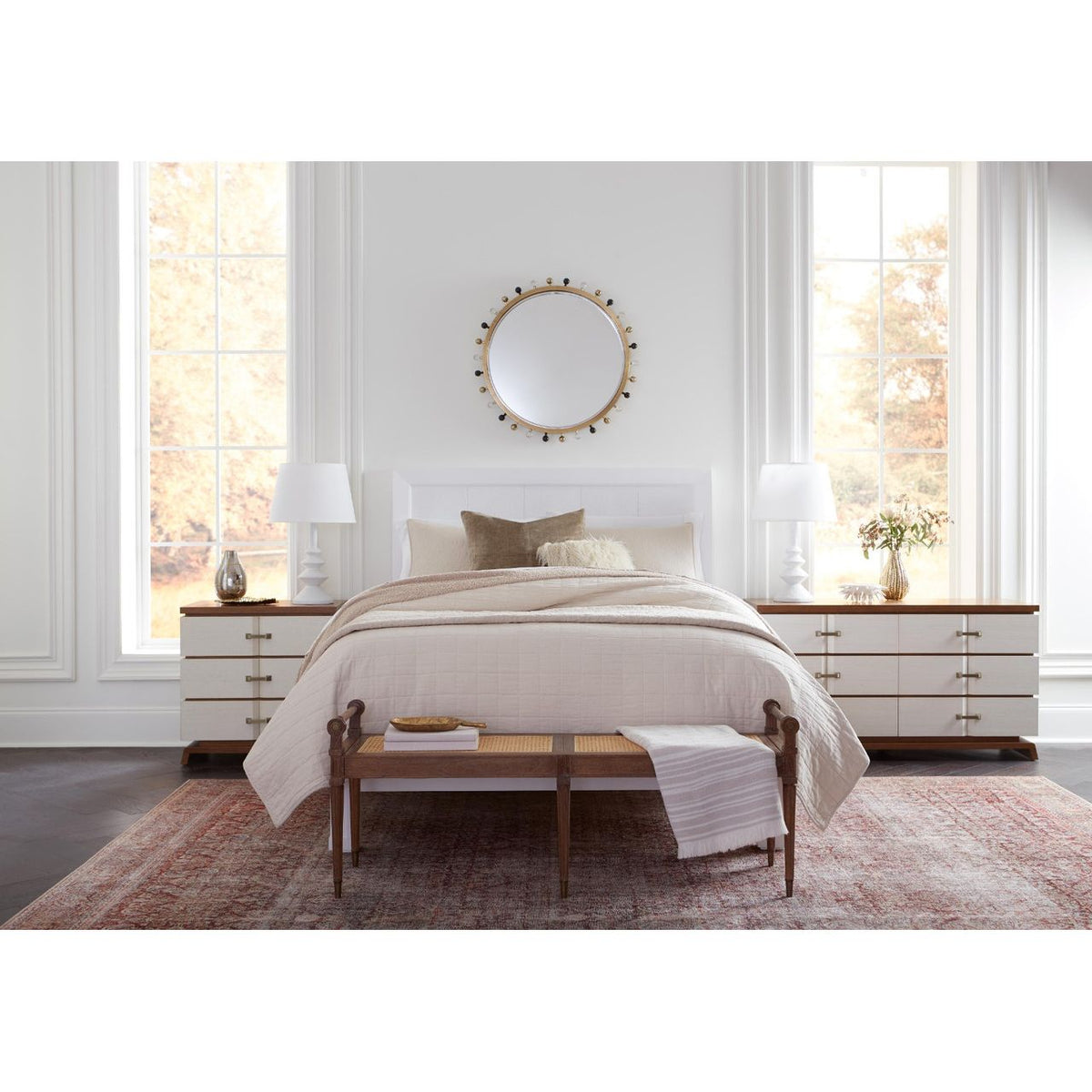 Zoe Round Mirror, Antique Brass