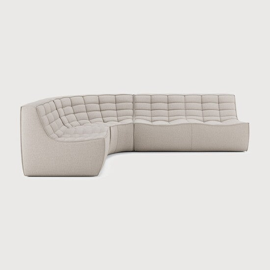 N701 Modular Sofa Set - 1-Seater, Corner & 2-Seater - Beige - standard upholstery, 90° round corner, Left view