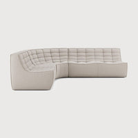 N701 Modular Sofa Set - 1-Seater, Corner & 2-Seater - Beige - standard upholstery, 90° round corner, Left view