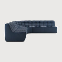N701 Modular Sofa Set - 2-Seater, Corner & 2-Seater - Graphite - upholstery with recycled cotton, 90° round corner, Left view