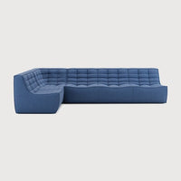 N701 Modular Sofa Set - 1-Seater, Corner & 3-Seater - Blue - standard upholstery, 90° square corner, Left view