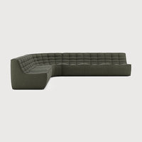 N701 Modular Sofa Set - 2-Seater, Corner & 3-Seater - Moss - upholstery with recycled cotton, 90° round corner, Left view