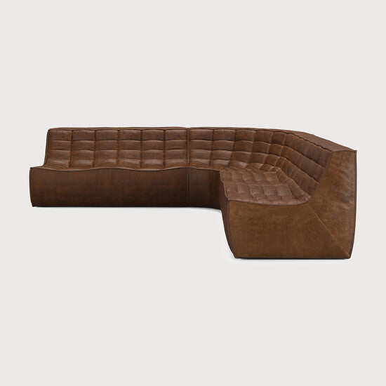 N701 Modular Sofa Set - 2-Seater, Corner & 2-Seater - Chestnut - aniline leather, 90° round corner, Right view