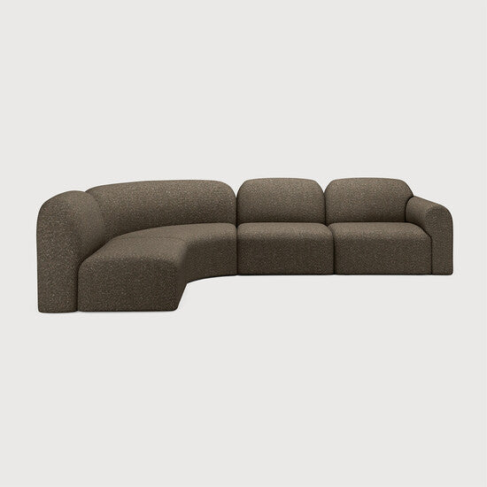 Bulky Modular Sofa Set - 2 Center Seats, Corner & End Seat - Cedar, Left view